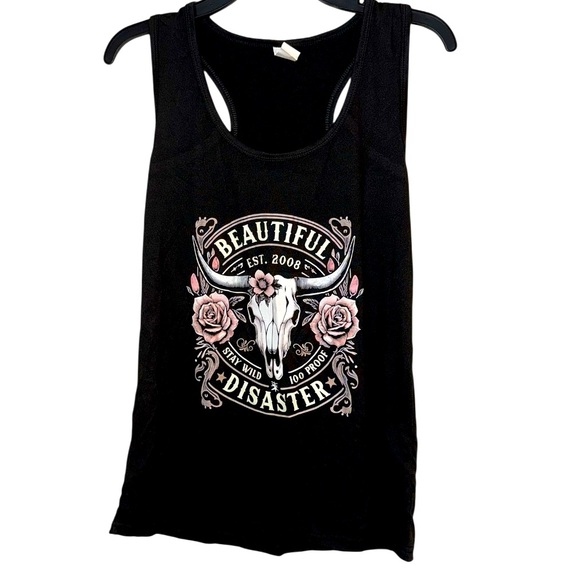 Western Rebel Southern Sass Beautiful Disaster Tank Stay Wild 100 Proof M - Picture 1 of 4